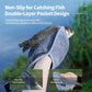 Dark gray double-layer fish handling towel pocket with anti-slip design