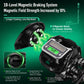 Black baitcasting reel with digital line display and green magnetic brake light effect