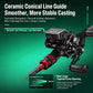 Black baitcasting reel with digital screen and red ceramic line guide cone