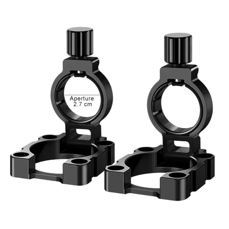 Black umbrella holder mount clips, two adjustable brackets with ring opening