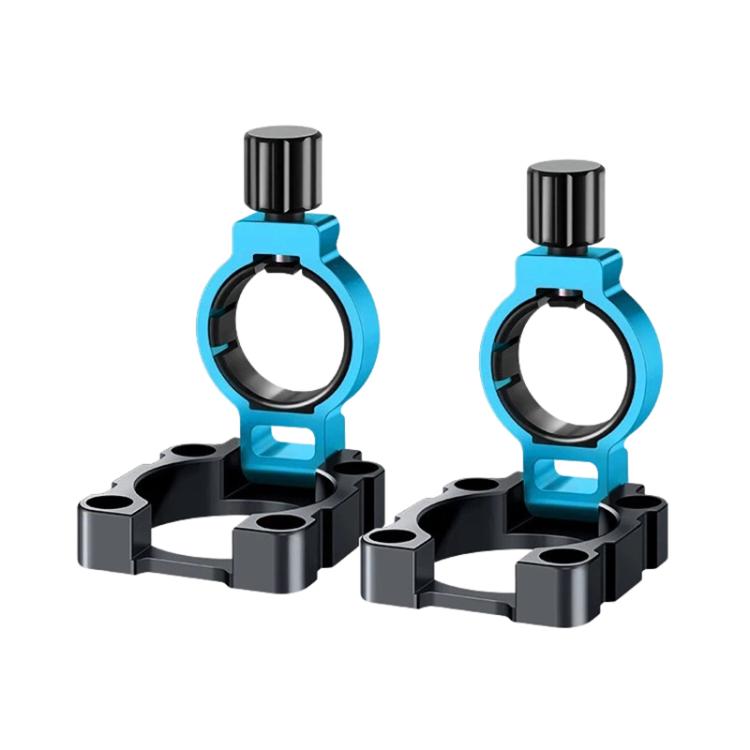 Blue umbrella holder mount clips, two foldable brackets with ring openings