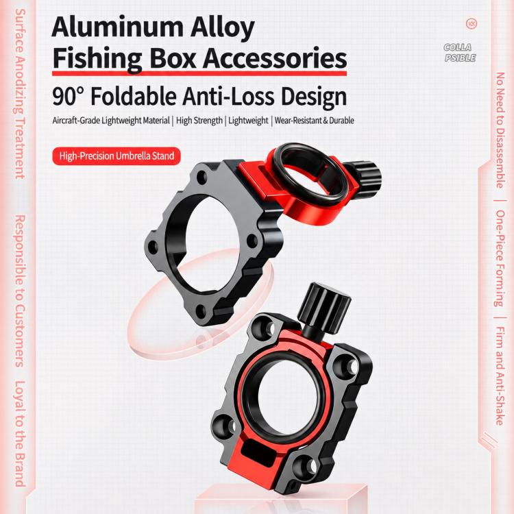Aluminum umbrella holder mounts, red and black foldable ring clips with bases