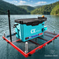 Umbrella holder mounts on outdoor fishing box with two foldable pole clamps