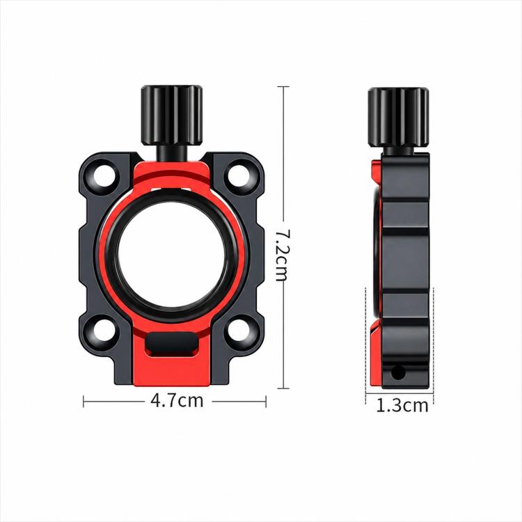 Red and black umbrella holder mount, thick ring base with side screw post