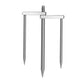 Umbrella ground stake with longer 3-prong metal pegs and threaded screw interface