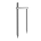 Umbrella ground stake with 2-prong metal pegs and threaded screw interface, silver