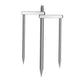 Umbrella ground stake with 3-prong metal pegs and threaded screw interface, stainless look