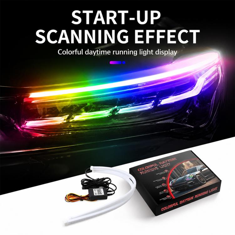 RGB LED DRL start-up scanning effect on a car with controller and cables