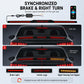 Synchronized brake and right turn LED spoiler light bar with carbon fiber center panel