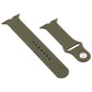 Dark olive woven silicone watch band with snap holes and round end loop
