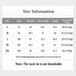 Size information chart with bust, shoulder, sleeve length, length, and recommended weight.