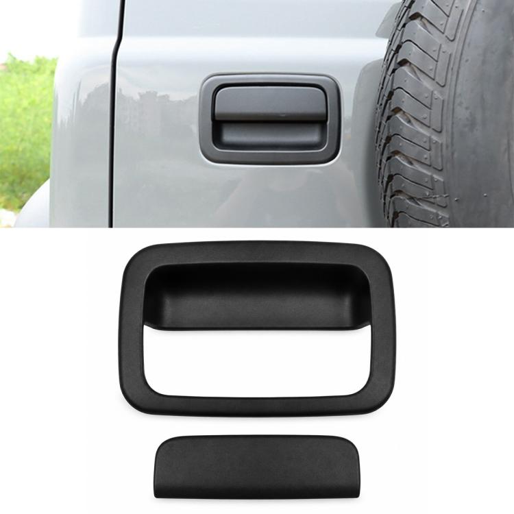 Black rear door handle cover set for car: main frame and lower insert