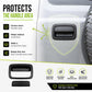 Matte black rear door handle cover set with protective frame and lower panel