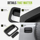 Matte black rear door handle cover with smooth edge and separate lower insert