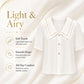 White chiffon short-sleeve blouse with sailor collar and button placket