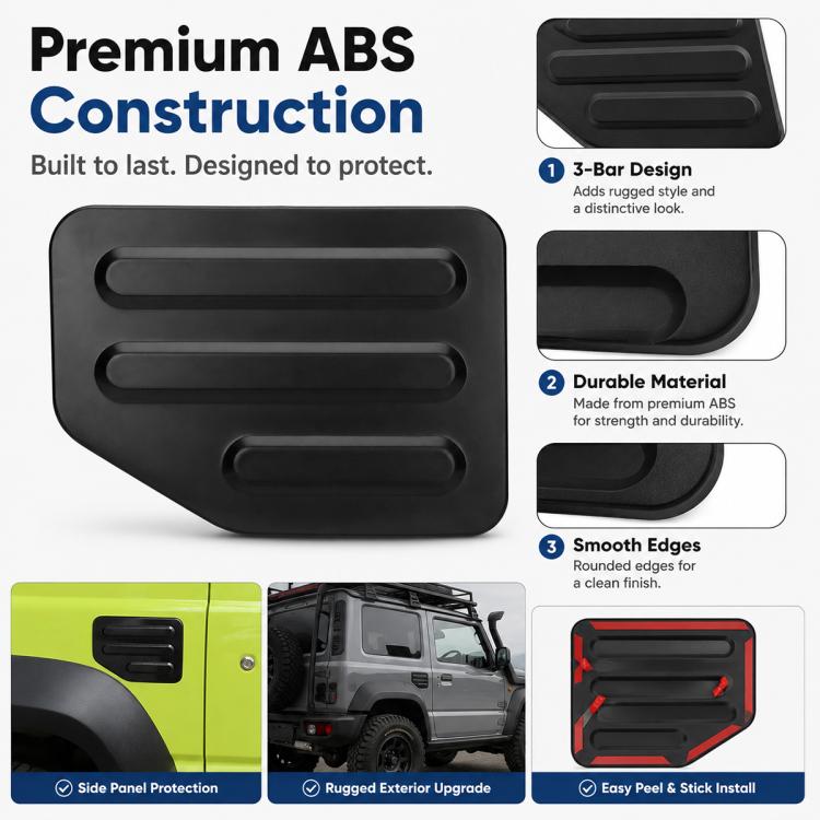 Black ABS fuel tank cap cover with three-bar vent design