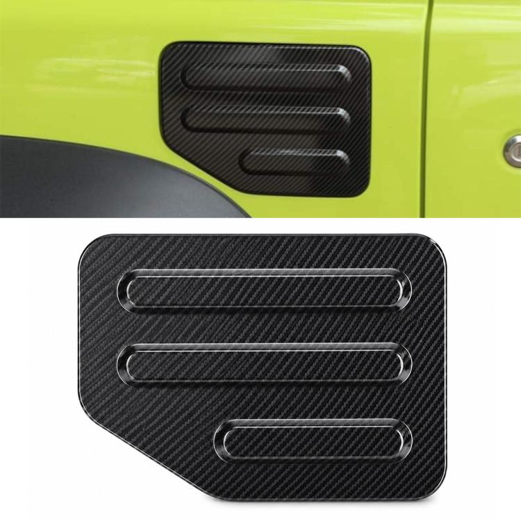 Carbon-fiber textured fuel tank cap cover with three horizontal vent slots