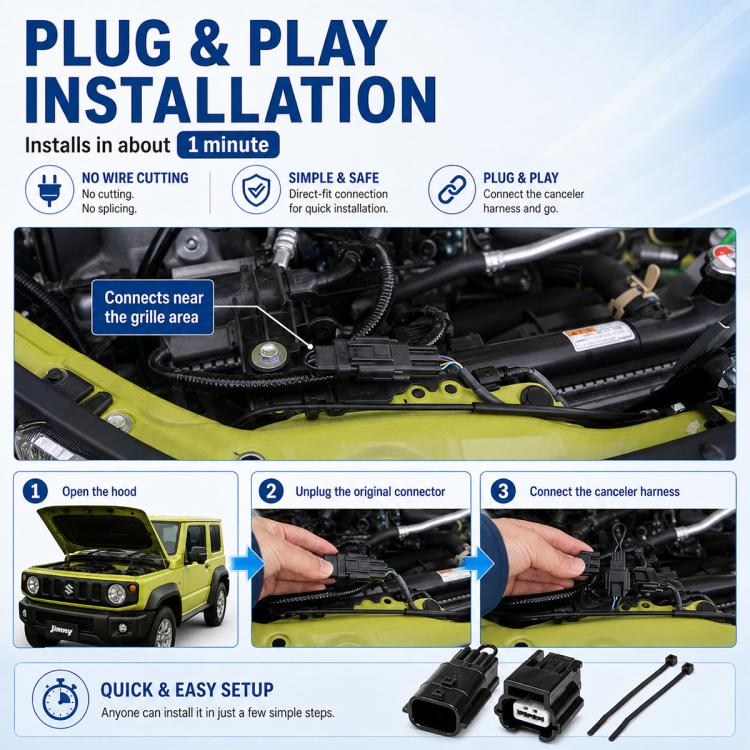 Idle air control wiring harness kit installed in engine bay with plug connectors