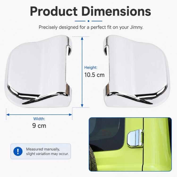 Silver hinge cover set with size: 9 cm width, 10.5 cm height