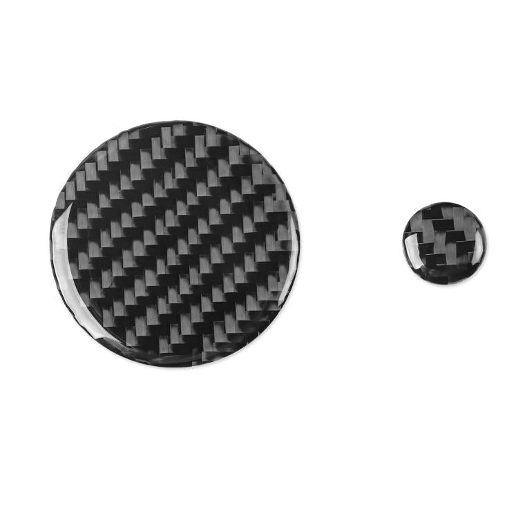 Black carbon fiber round multimedia knob sticker with small matching insert