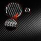 Black carbon fiber multimedia knob sticker with chrome ring and small matching cap