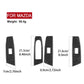 Carbon-fiber window lift panel sticker set shown with four black panels and small cutouts.