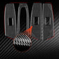 Four carbon-fiber window lift panel stickers with switch cutouts on black car interior trim.