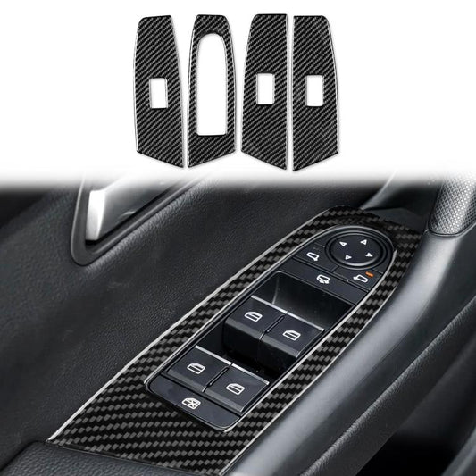 For Mazda CX-50 2022-2024 4pcs/Set Car Window Lift Panel Carbon Fiber Sticker, Window Lift Panel