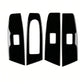 Four glossy black window lift panel covers with rectangular switch openings