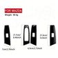Four-piece black window lift panel trim set with visible size layout