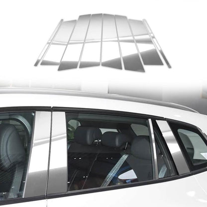 Car B-pillar mirror-finish style sticker set, silver reflective strip pieces