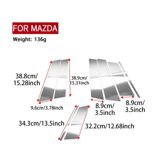 For Mazda CX-50 2022-2024 8pcs/Set Car B-Pillar Mirro Finish Style Sticker, B-Pillar Mirro Finish Style