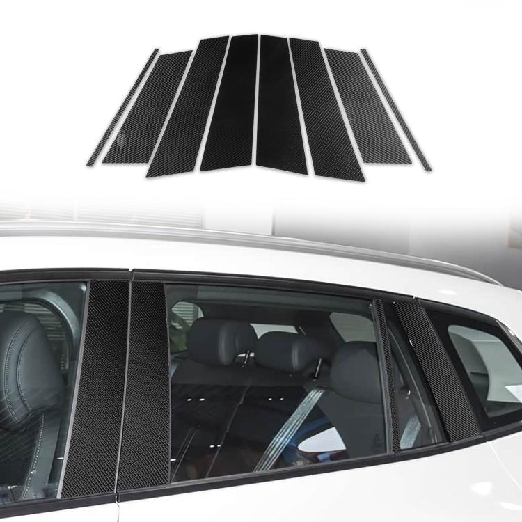 Black carbon fiber style B-pillar trim stickers, 8-piece set for Mazda CX-50