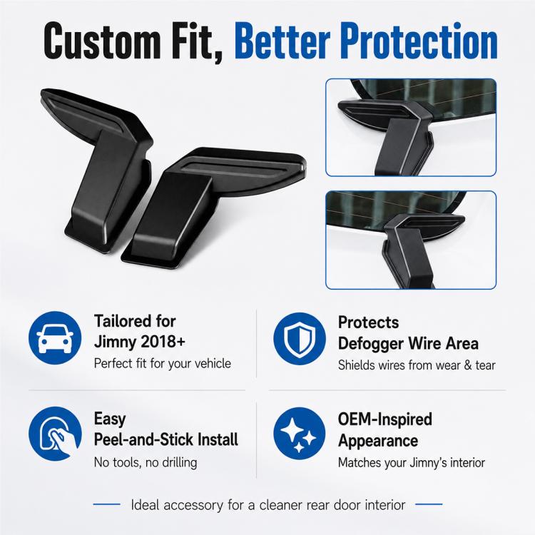 Two-piece black defogger wire cover set with custom molded fit