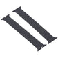 Pair of dark gray woven silicone watch band links with clasp tabs