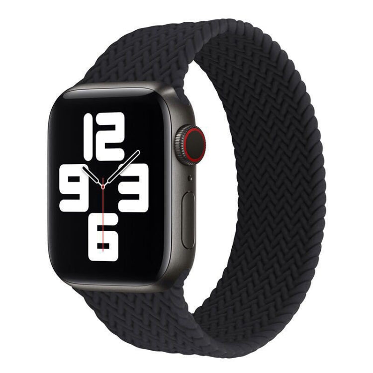 Black woven silicone watch band with smartwatch attached