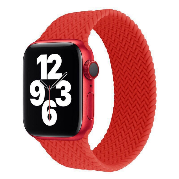 Woven silicone watch band for Apple Watch, red, single-turn chevron weave