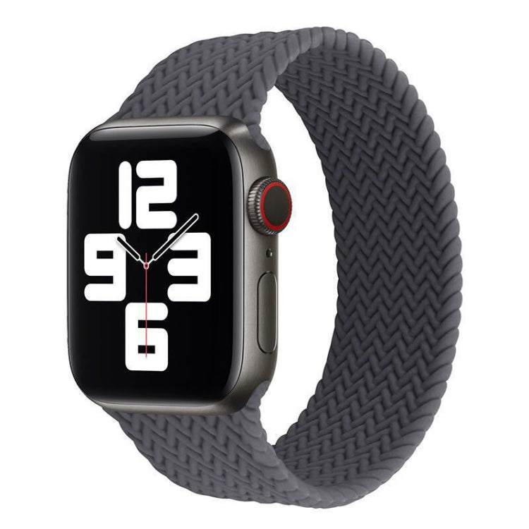 Woven silicone watch band for Apple Watch, medium gray, single-turn chevron weave