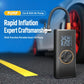 Black portable air pump with digital pressure display and orange top button