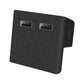 Black docking station panel with two USB ports and side cable connector