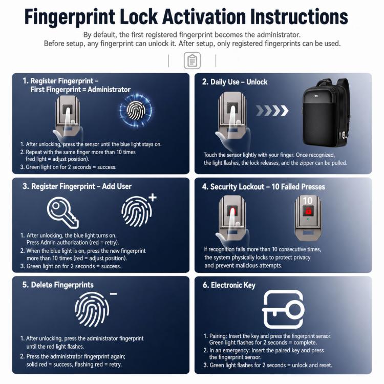 Yesido WB65 Fingerprint Lock Smart Backpack, WB65