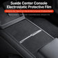 Black suede center console protective film with cutout slots and smooth surface