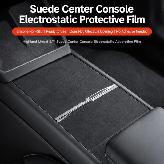 Dashboard Center Control Suede Leather Anti-Static Sticker, For Tesla Model Y / Y L / 3 Black, For Tesla Model Y / Y L / 3 Grey