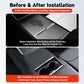 Center console with black suede protective film covering control panel area