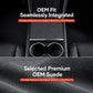 Black suede center console protective film over OEM-style trim and cup holder section