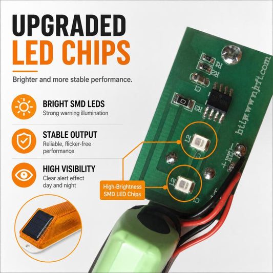 Solar Powered Nighttime Flashing Warning Light Strobe Warning Light