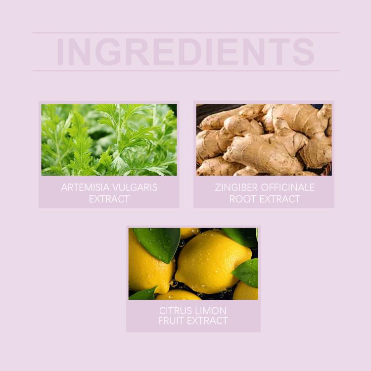 Facial wrinkle patch ingredients card with plant extract photos and labels