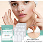 Breathable hydrocolloid acne patch package with a close-up of a skin-adhered patch