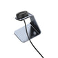 Magnetic smartwatch charger holder stand with black charging cradle and cable