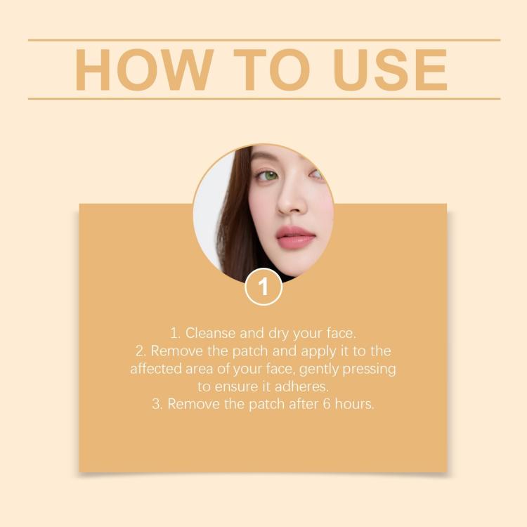 Acne patch how-to use instructions card with numbered steps